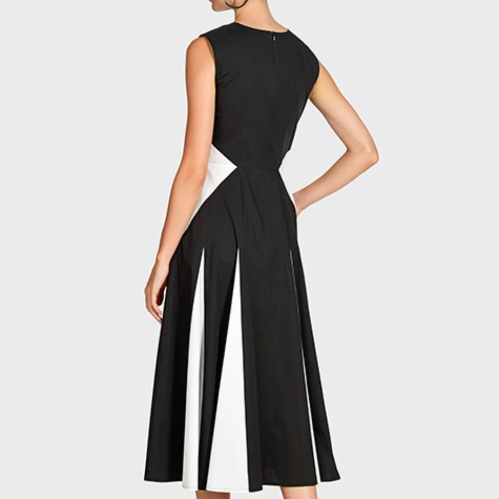 Colorblock inset cotton poplin dress